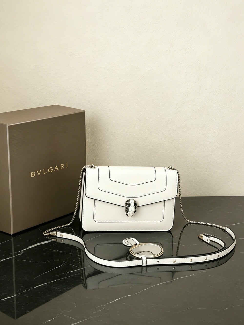 BVLGARI Serpenti Forever Medium Shoulder Bag White